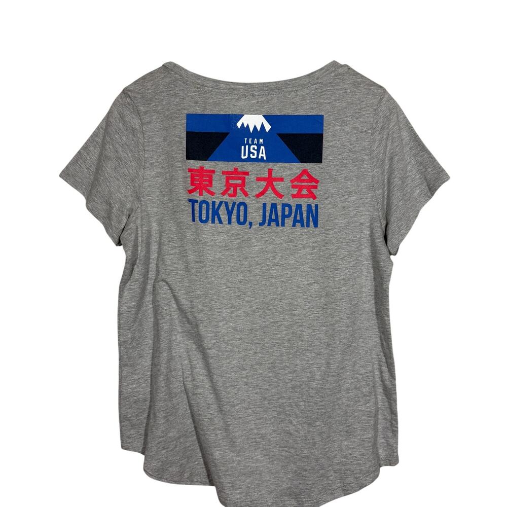 Tokyo Japan 2020 Olympics Scoop Neck Tee Casual Shirt Short Sleeve Gray - M